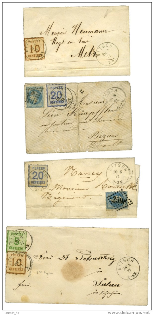 Lot De 4 Lettres De Bitsch Dont 2 Affranchissements Mixtes. - TB. - Lettres & Documents