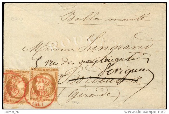 Càd Rouge PARIS (SC) 23 JANV. 71 / N° 36 (2) Sur Lettre Pour Bordeaux Réexpédiée... - Guerre De 1870