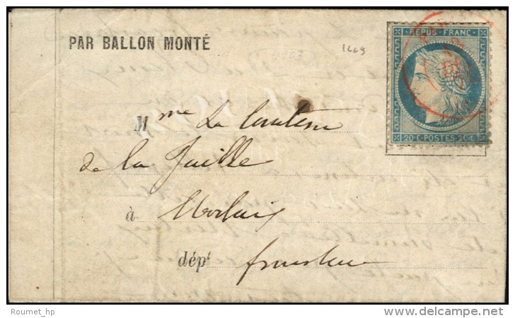 Càd Rouge PARIS SC 13 DEC. 70 / N° 37 Sur Lettre PAR BALLON MONTE Pour Morlaix (Finistère) Sans... - Guerre De 1870