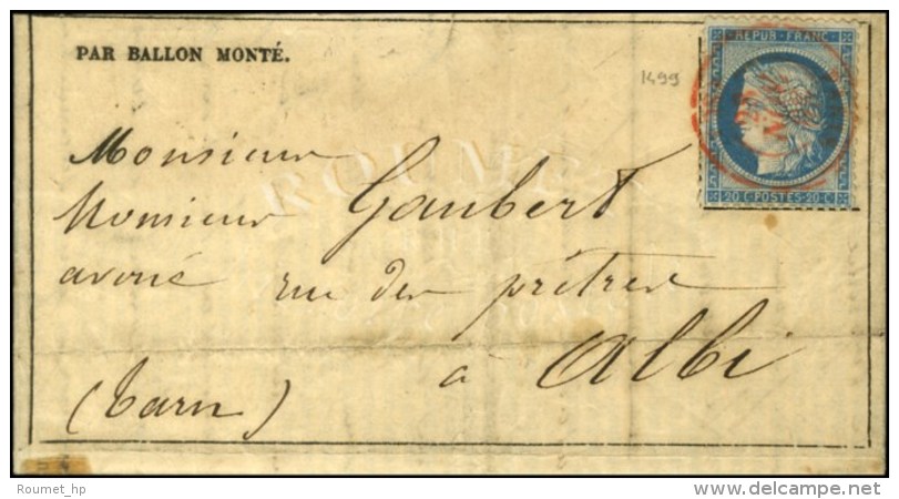 Càd Rouge PARIS (SC) (avec 2 Dates Inversées (28 Et 30 NOV) Sans Mention De L'année) / N°... - Guerre De 1870