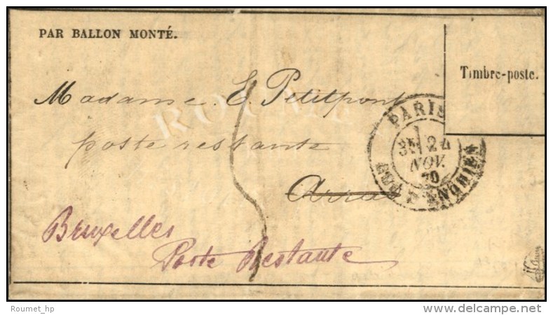 Càd RUE D'ENGHIEN 24 NOV. 70 (timbre Tombé Par Immersion) Sur Gazette N° 10 Pour Arras (Pas De... - Guerre De 1870