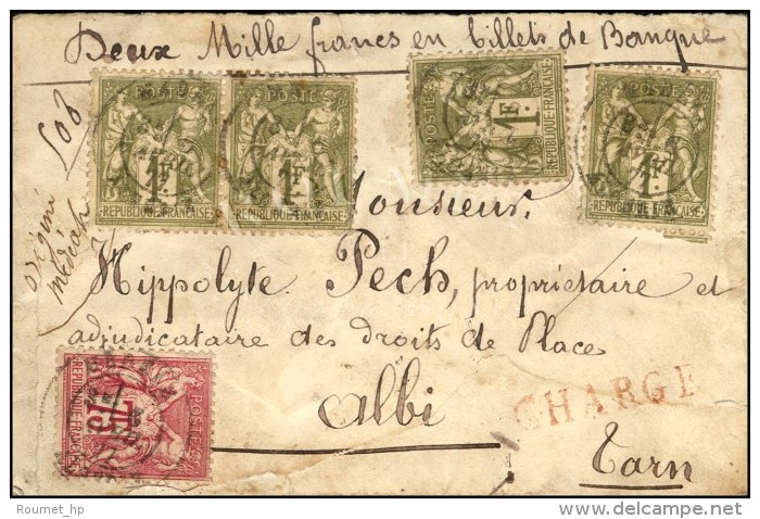 Càd T 17 MEDEAH / ALGERIE / N° 71 + N° 72 (paire + 2) Sur Lettre Chargée Au 1er... - 1876-1878 Sage (Typ I)