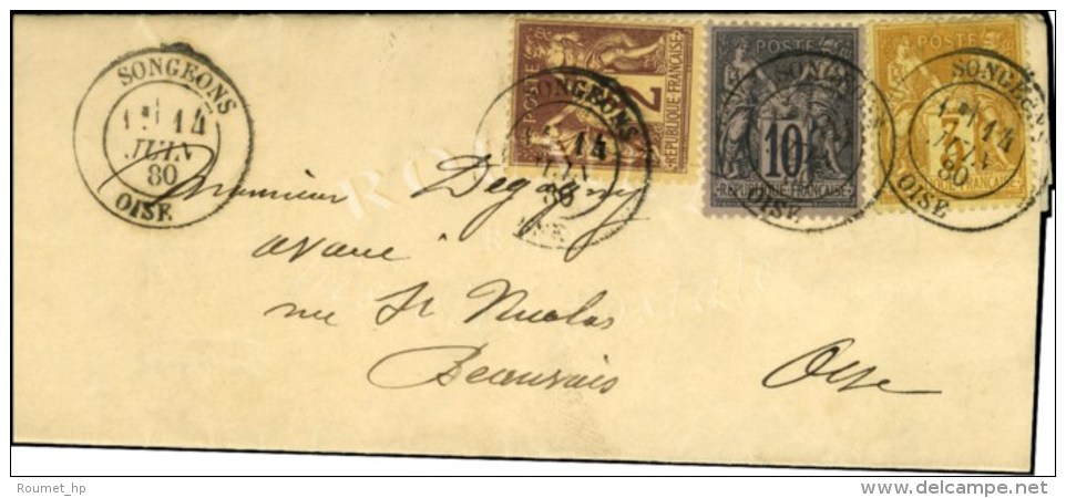 Càd T 18 SOGEONS / OISE / N° 85 + 86 + 89 Sur Lettre Pour Beauvais. 1880. - SUP. - R. - 1876-1878 Sage (Type I)