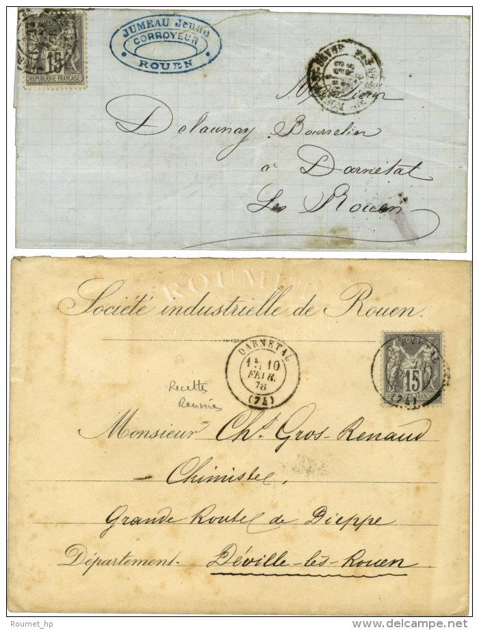 Lot De 2 Lettres Au Tarif Des Recettes Réunies. - TB. - 1876-1878 Sage (Type I)