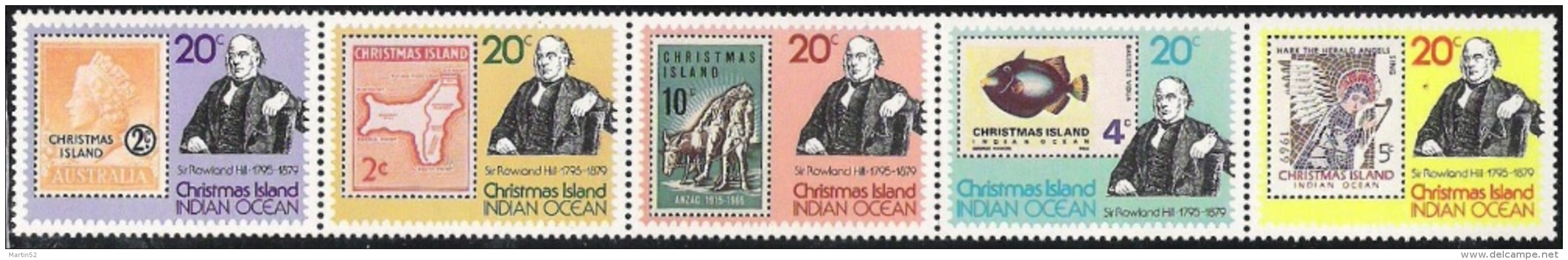 Christmas Islands 1979: Michel-No. 115-119 ** MNH "Sir Rowland Hill" - Rowland Hill