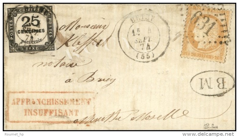 Càd T 17 BRIEY (55) / Taxe N° 5 B + GC 631 / N° 55 Et Cachet BM Sur Lettre Territoriale. 1874. - TB.... - 1859-1959 Lettres & Documents