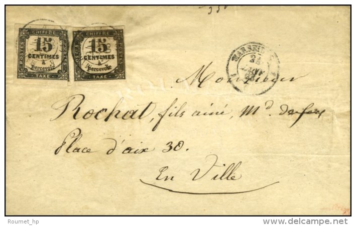 Càd 4 MARSEILLE 4 / Taxe N° 3 Paire Sur Lettre En Double Port Local. 1863. - TB. - 1859-1959 Lettres & Documents