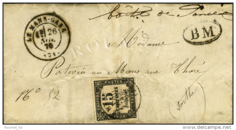 Lettre Avec Texte Daté De Parigné L'Evêque Le 25 Novembre 1870 Remise à La Boite Mobile.... - 1859-1959 Lettres & Documents