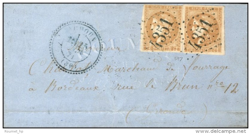 GC 4351 / N° 43 (2) Càd T 24 Bleuté YCHOUX (39). 1871. - TB / SUP. - R. - 1870 Emisión De Bordeaux