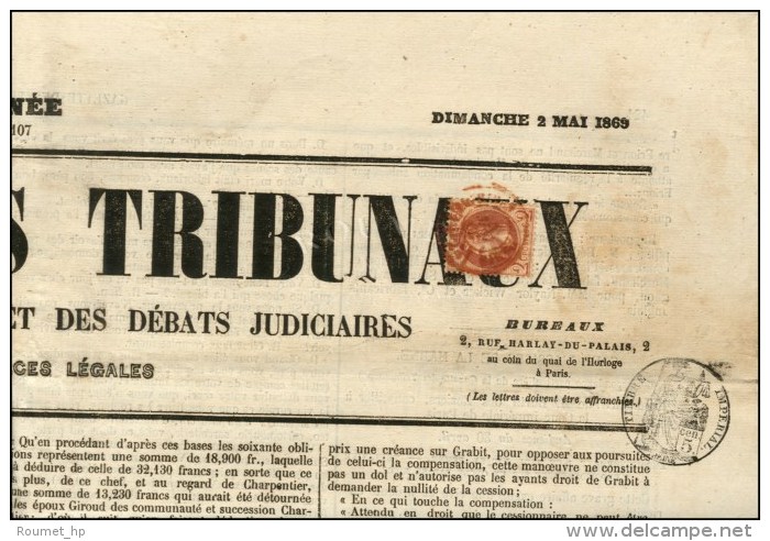 Càd Rouge IMPRIMES P.P. / N° 26 + Timbre Impérial 5c. Sur Journal Entier Gazette Des Tribunaux.... - 1863-1870 Napoléon III Con Laureles