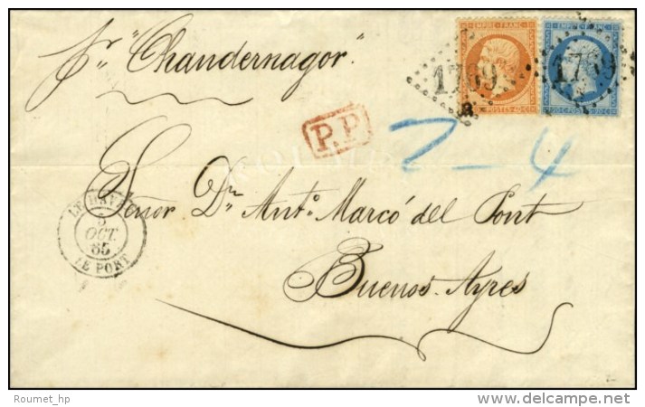 GC 1769 / N° 22 + 23 Càd LE HAVRE / LE PORT Sur Lettre 2 Ports Acheminée De Paris Jusqu'au Havre... - 1862 Napoléon III