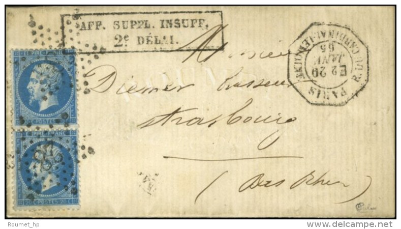 Etoile 28 / N° 22 Paire Càd Octo De Lev. Exp. PARIS / R. DU CARDINAL-LEMOINE E2 + Griffe Encadrée... - 1862 Napoléon III
