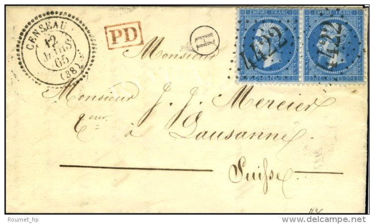 GC 4422 / N° 22 Paire Càd T 22 CENSEAU (38) B. RUR. H Sur Lettre Avec Texte Daté De Mignovillard.... - 1862 Napoléon III