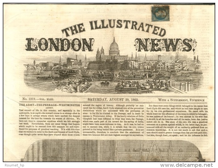 Càd / N° 22 Sur Journal Entier The Illustrated London News. Rare Tarif  à 20c. Pour L'envoi... - 1862 Napoléon III