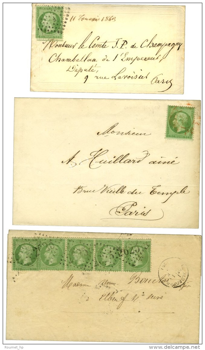 Lot De 3 Lettres Affranchies Avec N° 20. - TB. - 1862 Napoléon III