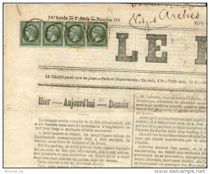 Càd LILLE / N° 19 (bande De 4) Sur Journal Entier Le Figaro. 1867. - TB. - R. - 1862 Napoléon III