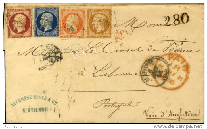 PC 3053 / N° 13 + 14 + 16 + 17 (quelques Pd) Càd T 15 ST ETIENNE (88) Sur Lettre (voie Anglaise) Pour... - 1853-1860 Napoléon III