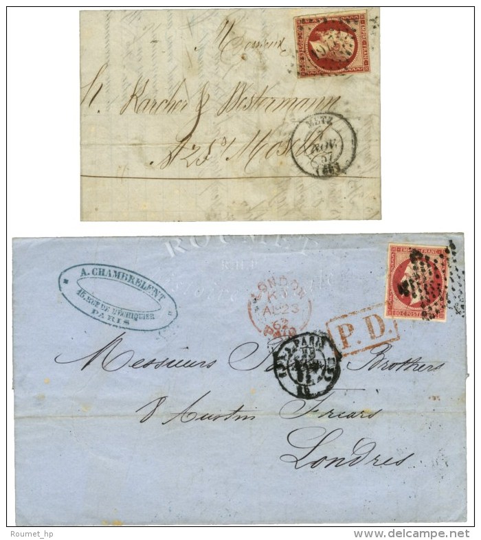 Lot De 2 Lettres Affranchies Avec N° 17 Dont 1 Ex Rose Vif. - TB. - 1853-1860 Napoléon III