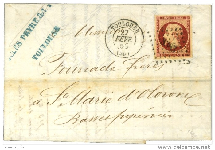 PC 3383 / N° 17 Carmin Sur Paille Càd T 5 TOULOUSE (30). 1855. - TB / SUP. - 1853-1860 Napoléon III