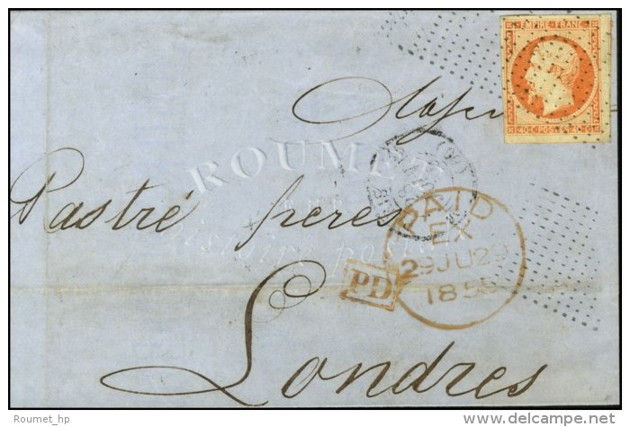 Rouleau De Pointillés / N° 16 Càd PARIS (60) Sur Lettre Pour Londres. 1855. - TB. - 1853-1860 Napoléon III