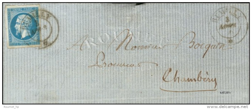 Càd Sarde RUMILLY * 3 AOUT 61 / N° 14 Sur Lettre Pour Chambéry. - TB. - R. - 1853-1860 Napoléon III