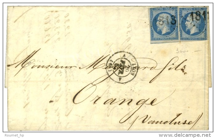 GC Baton 1818 / N° 14 (2) (def) Càd LYON (68) Sur Lettre 2 Ports. 1862. - TB. - 1853-1860 Napoléon III