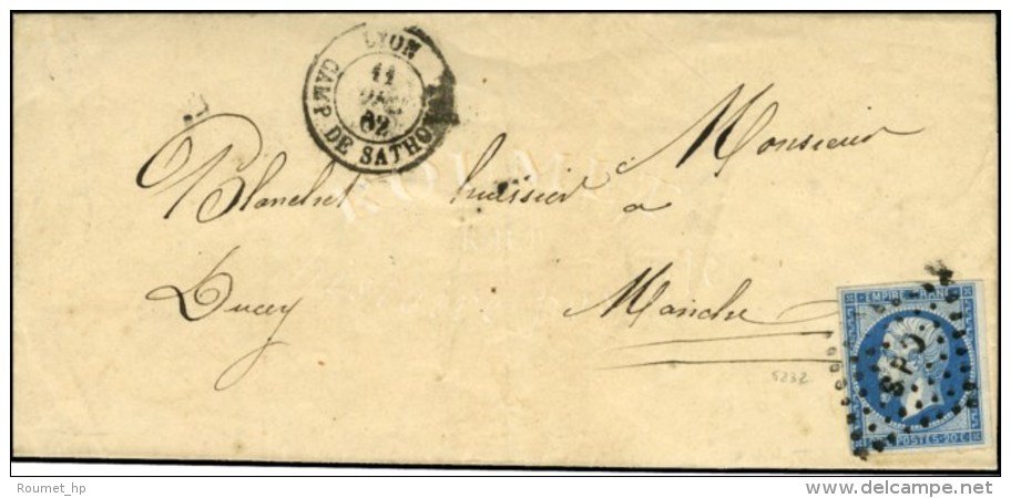 Losange CDS / N° 14 Càd LYON / CAMP DE SATHONAY Sur Lettre Avec Texe. 1862. - TB. - R. - 1853-1860 Napoléon III