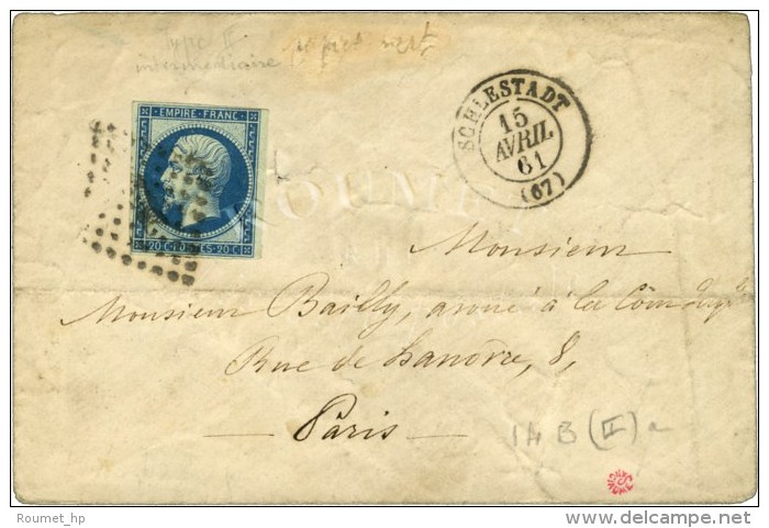 PC 2852 / N° 14 Bleu Sur Vert Type 2 Càd T 15 SCHELESTADT (67). 1861. - TB. - 1853-1860 Napoléon III