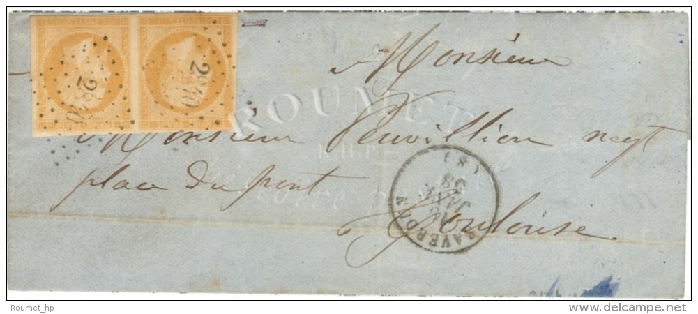 PC 2840 / N° 13 En Paire Citron Càd T 15 SAVERDUN (8). 1858. - TB. - 1853-1860 Napoléon III