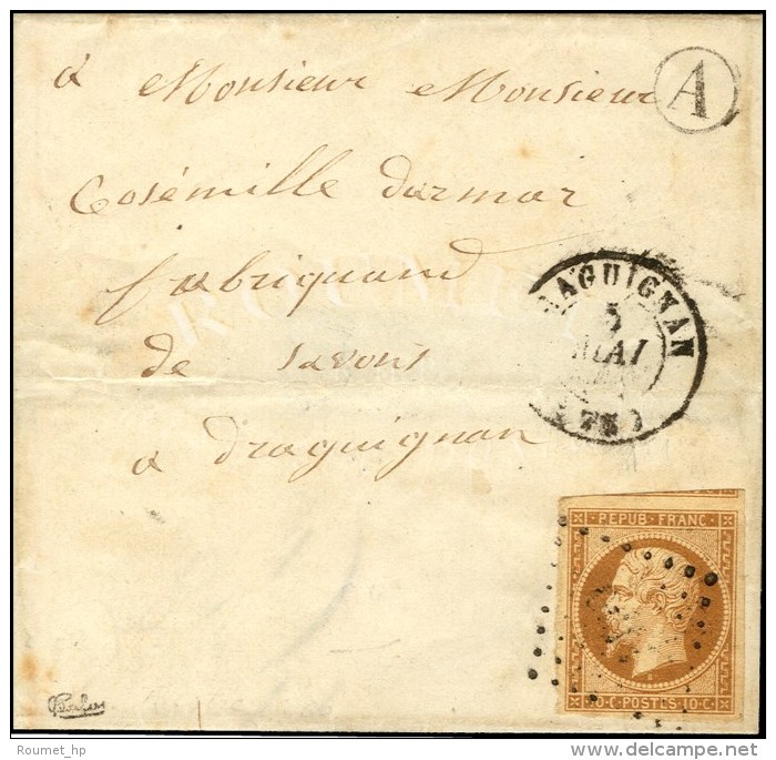 PC 1139 / N° 9 (belles Marges) Càd T 15 DRAGUIGNAN (78) Sur Lettre Locale. 1854. - TB. - R. - 1852 Louis-Napoléon