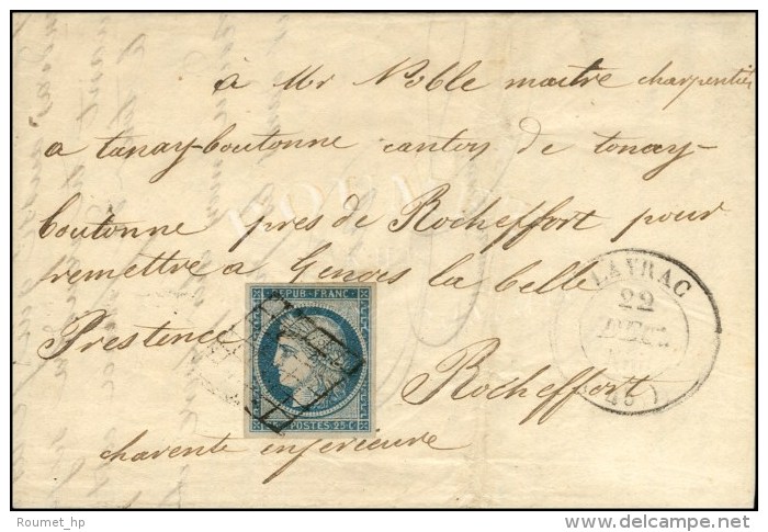 Grille / N° 4 Belles Marges Càd T 14 LAYRAC (45) Sur Lettre Avec Texte Relatant Les... - 1849-1850 Ceres
