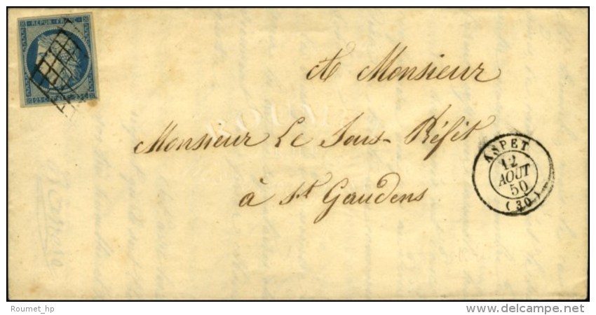 Grille / N° 4 Càd T 15 ASPET (30) Sur Lettre Avec Texte Daté De Sengouagnet. 1850. - SUP. - 1849-1850 Ceres
