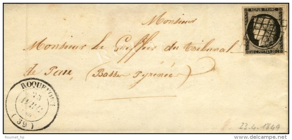 Grille / N° 3 Càd T 14 ROQUEFORT (39) Sur Lettre Avec Texte Daté De St Justin Le 21 Avril 1849. -... - 1849-1850 Cérès