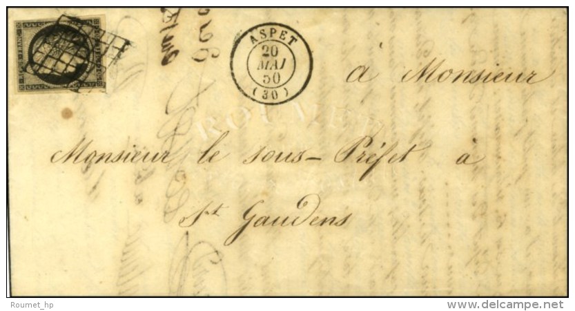 Grille / N° 3 Càd T 15 ASPET (30) Sur Lettre Avec Texte Daté De Sengouagnet. 1850. - SUP. - 1849-1850 Cérès