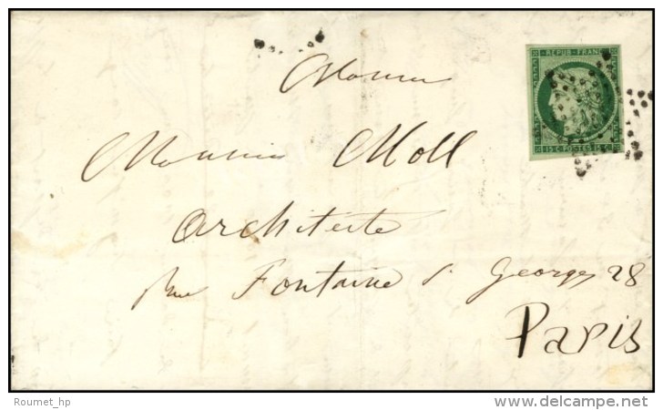 Etoile / N° 2b (vert Foncé) Sur Lettre De Paris Pour Paris. 1852. - TB / SUP. - R. - 1849-1850 Cérès