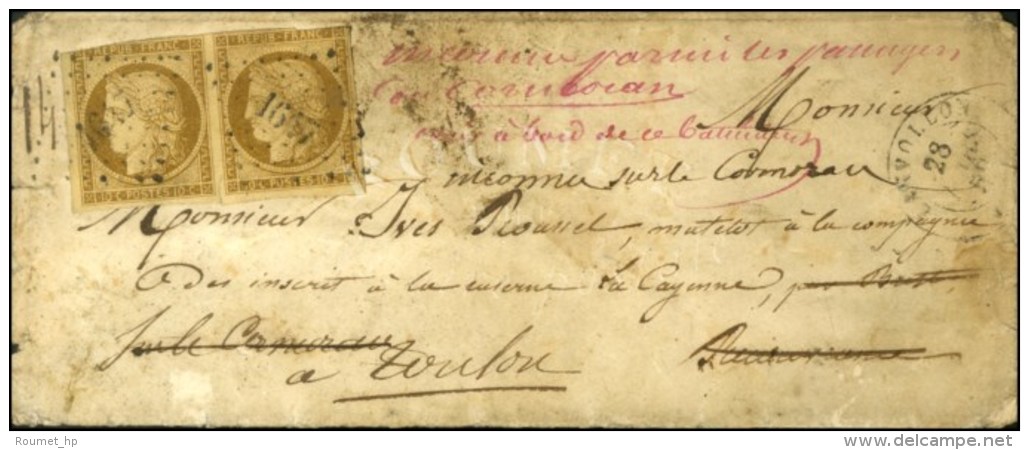PC 1647 / N° 1 Paire (def) Càd T 15 LANVOLLON (21) Sur Lettre Adressée Au Tarif De Militaire.... - 1849-1850 Cérès