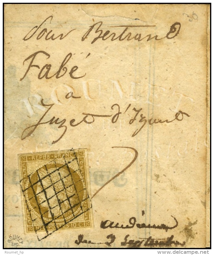 Grille / N° 1 Bistre Verdâtre Sur Imprimé De Justice De Paix Du Canton D'Aspet (Hte-Garonne), Au... - 1849-1850 Ceres