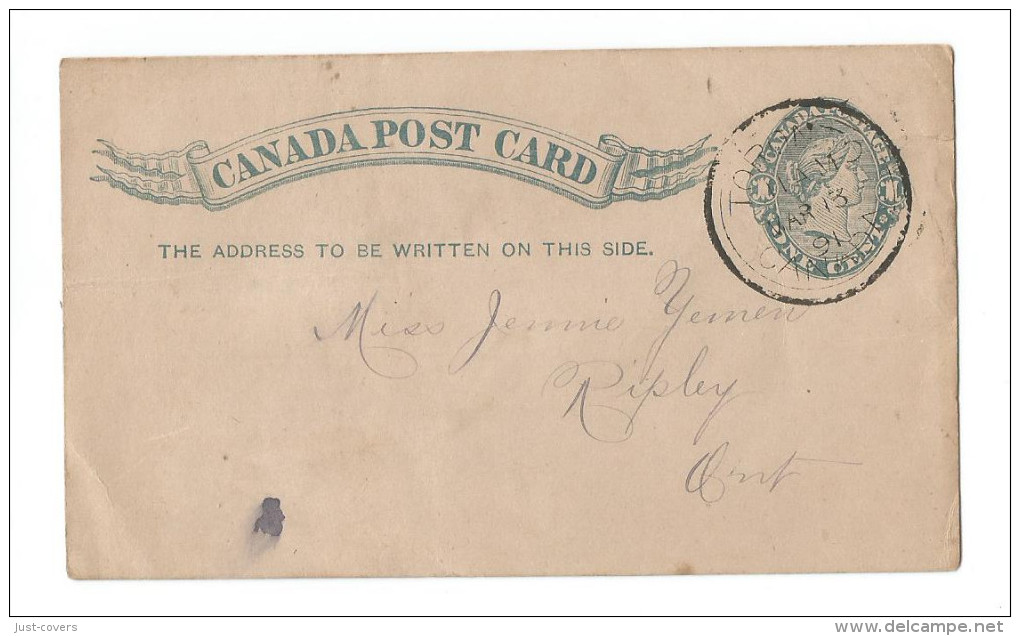 Canada # UX7c With Toronto 2 Ring Cancel - 1860-1899 Règne De Victoria