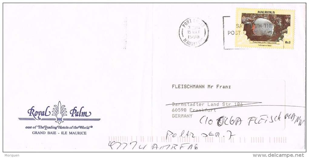 18399. Carta Aerea PORT LOUIS (Ile Maurice) 1998. Fish, Pez, Pioson - Maurice (1968-...)