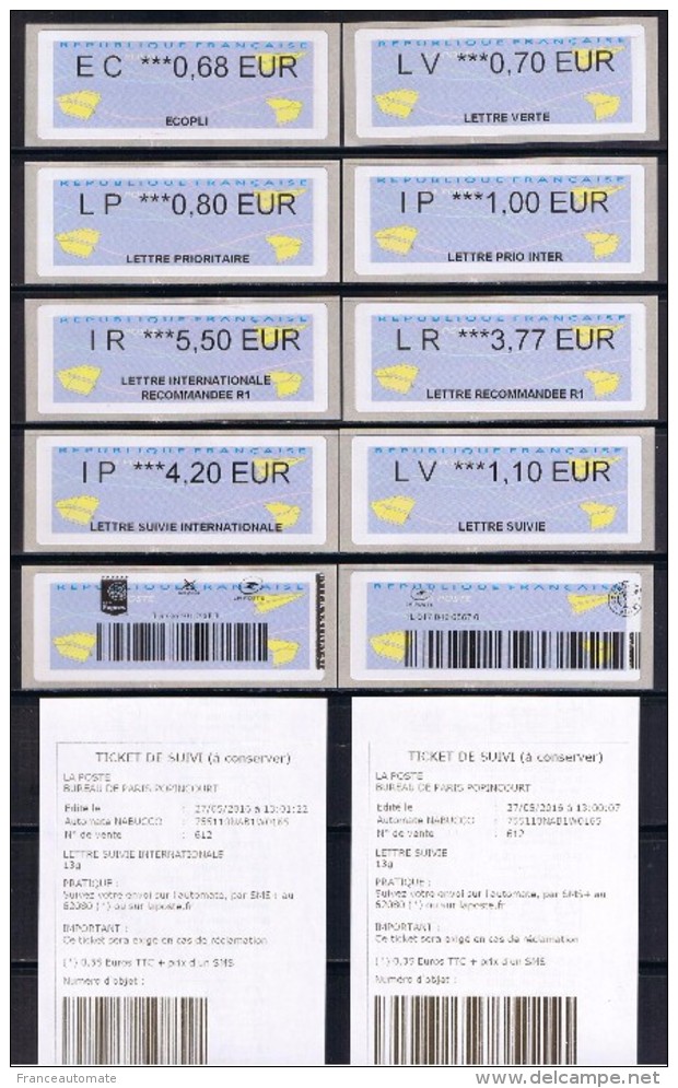 9 ATMs, EC 0.68/ LV 0.70/ LP 0.80/ IP 1.00/  LR 3.77/ IR 5.50, LV 1.10/  IR 4.20, VERSION NABANCO, Sur NABUCCO, - 2000 Type « Avions En Papier »