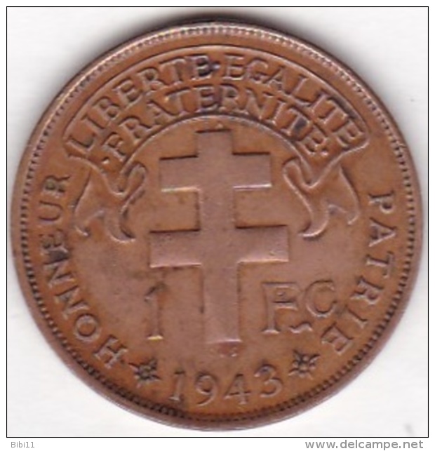 CAMEROUN FRANCAIS  .1 FRANC 1943. BRONZE - Cameroun