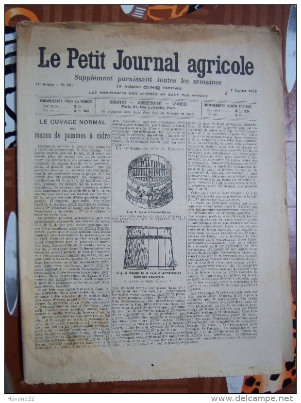 LE PETIT JOURNAL AGRICOLE 7/01/1906 AVEC PUB Cuvage Marc De Pommes à Cidre 16 PAGES - 1900 - 1949