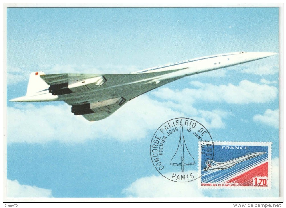 CM - Carte Maximum Card - 1976 - YT PA 49 - Concorde Paris - Rio De Janeiro - 1970-1979