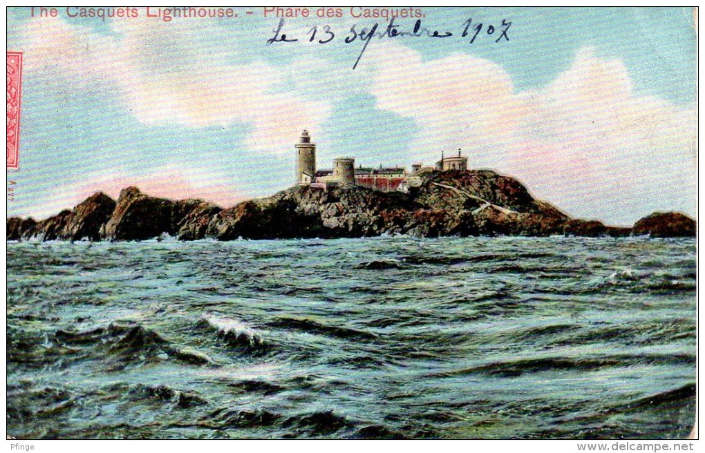 The Casquets Lighthouse - Phare Des Casquets - Peacock Series In Autochrom, 1907 - Alderney