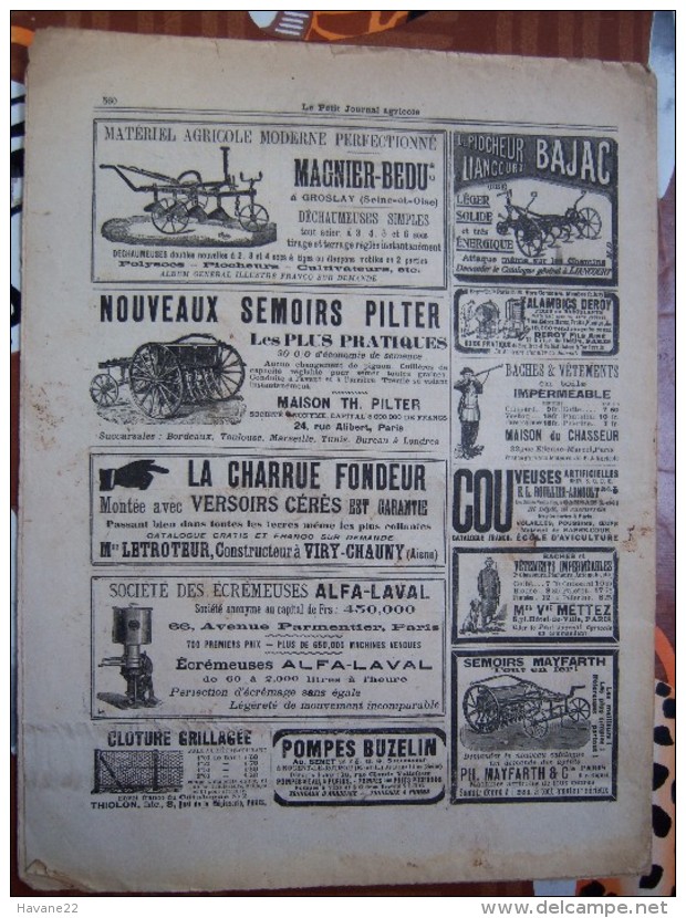 LE PETIT JOURNAL AGRICOLE 25/08/1907 AVEC PUB 16 PAGES TAUREAU BRETON - 1900 - 1949