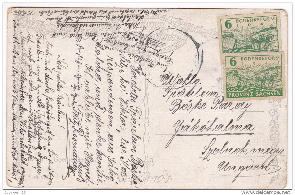 521 PROVINZ SACHSEN Mi 85wa Goethe Denkmal Postcard To Ungarn - Autres & Non Classés