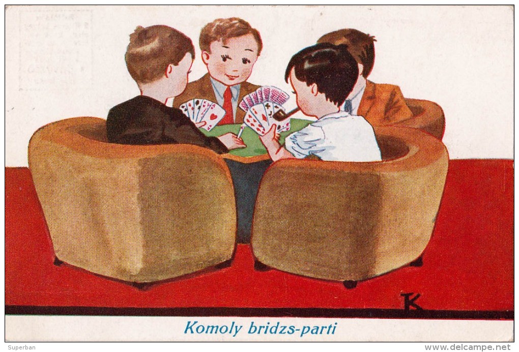 ENFANTS Avec CARTES à JOUER / CHILDREN PLAYING CARDS : BRIDGE GAME - CARTE VOYAGÉE / MAILED In 1942 (u-414) - Playing Cards