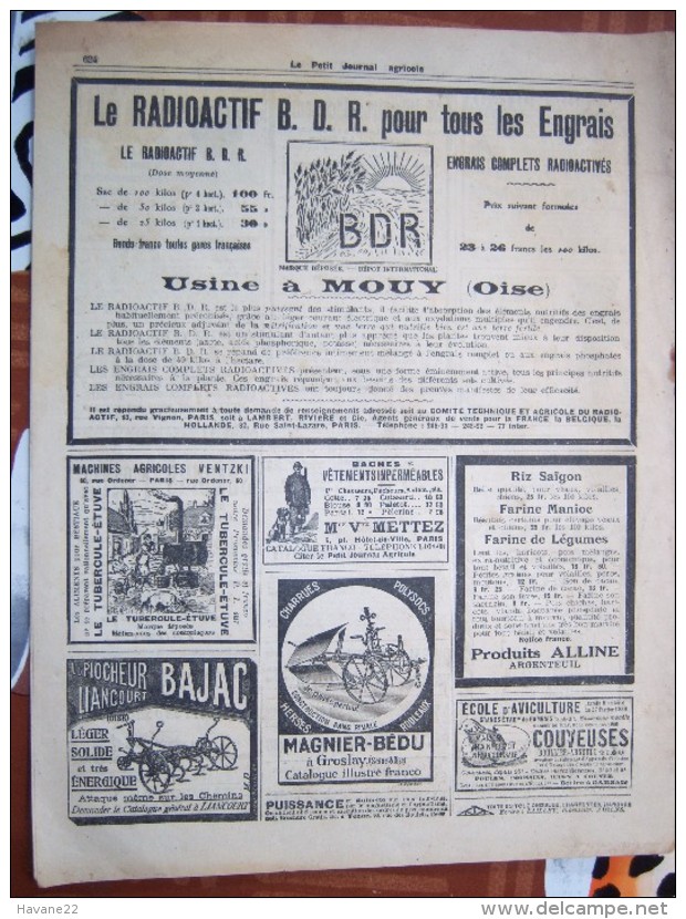 LE PETIT JOURNAL AGRICOLE 21/09/1913 AVEC PUB 16 PAGES COOPERATIVE AGRICOLE DE PROUAIS - 1900 - 1949