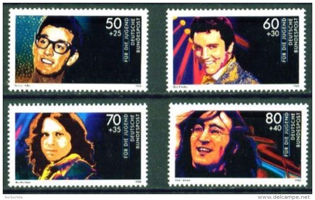 Germany**LENNON-BEATLES-ELVIS PRESLEY-MORRISON-HOLLY-4vals--1988-MNH - Nuovi