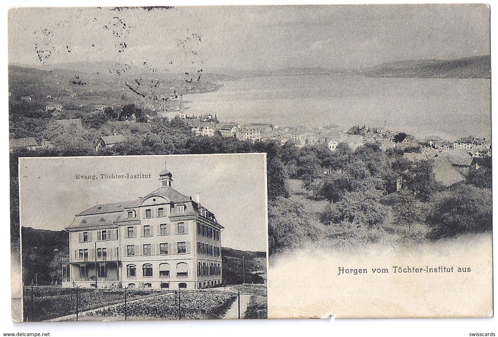 HORGEN: 2-Bild-AK Mit Töchter-Institut 1909 - Horgen